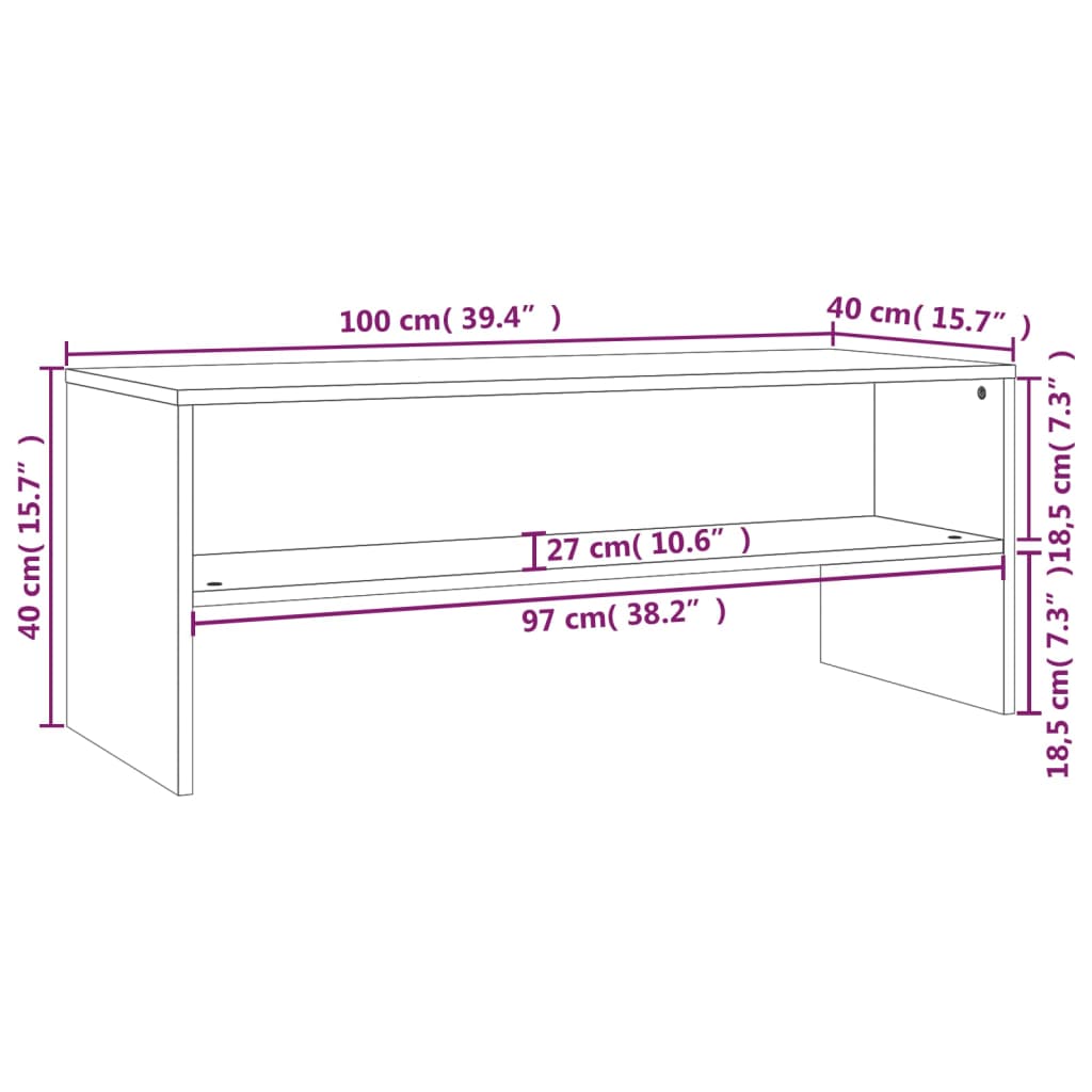 TV Cabinet Brown Oak 100x40x40 cm Engineered Wood