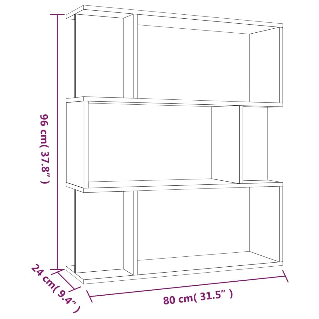 Book Cabinet/Room Divider Grey Sonoma 80x24x96cm Engineered Wood