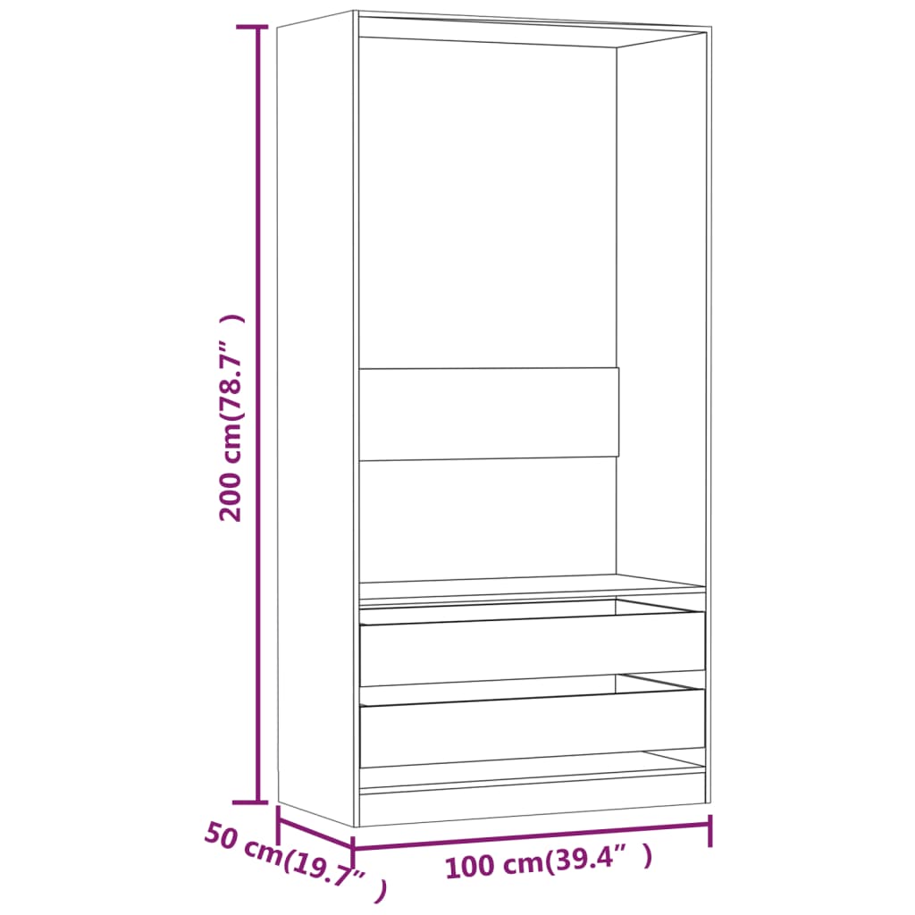 Wardrobe Smoked Oak 100x50x200 cm Engineered Wood