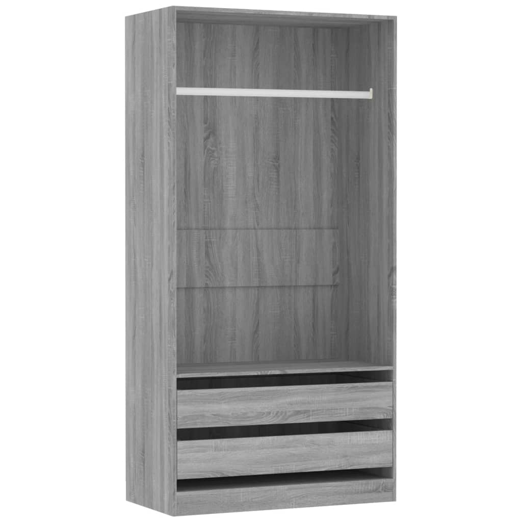 Modern Wooden Open Bedroom Wardrobe With Hanging Clothes Rail & Storage Drawers