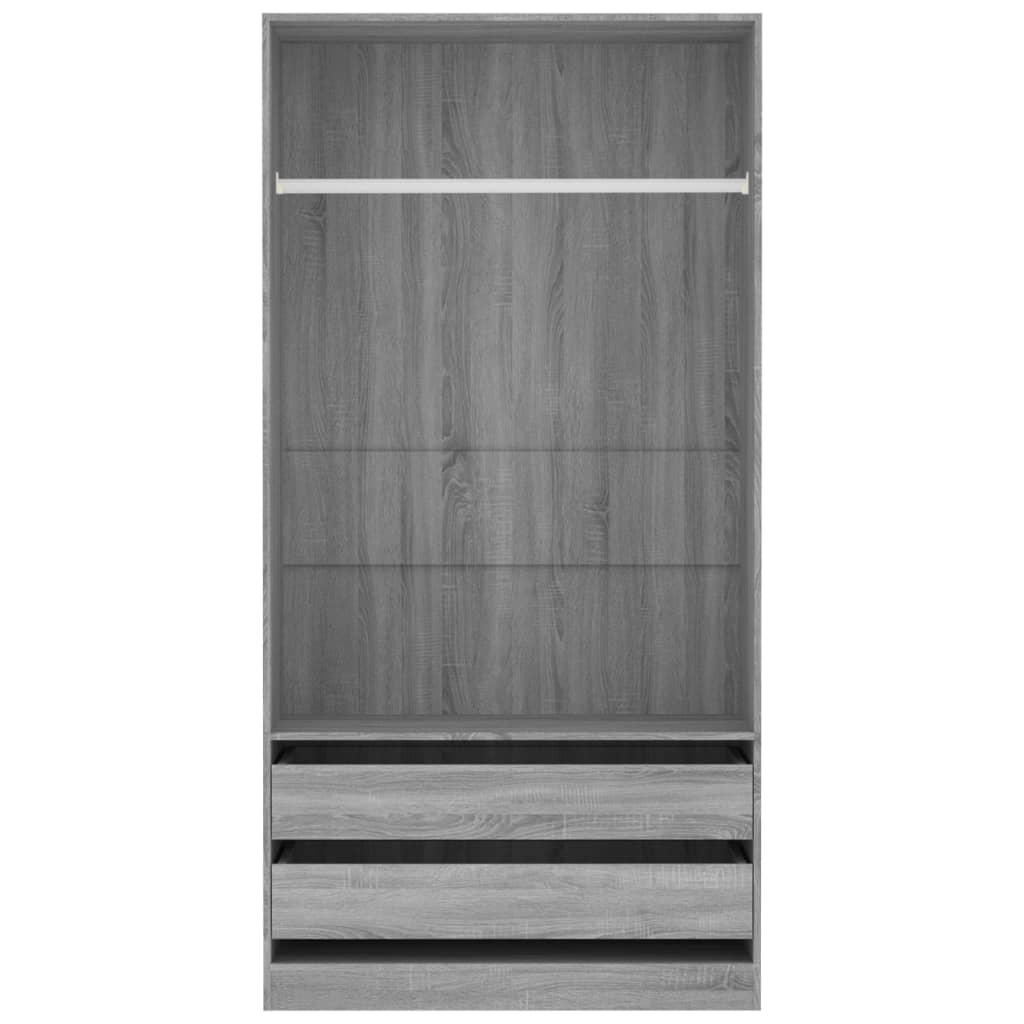 Modern Wooden Open Bedroom Wardrobe With Hanging Clothes Rail & Storage Drawers