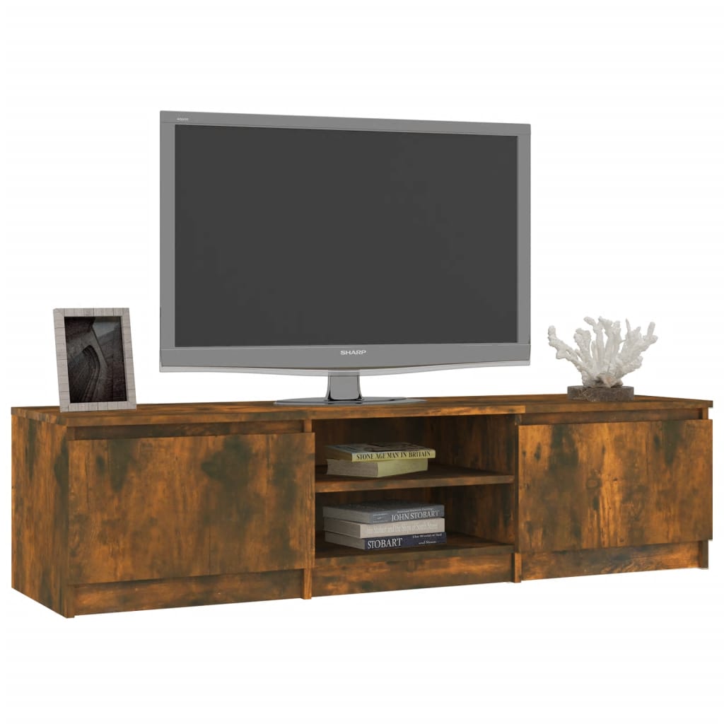 Modern Wooden 55 Inch TV Tele Stand Unit Cabinet With 2 Doors & Open Storage
