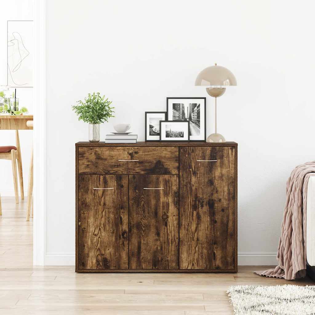 Modern Wooden Sideboard Storage Cabinet Unit With 3 Doors & Drawer Wood