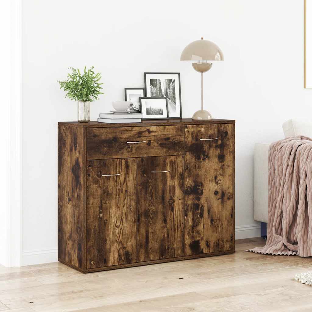Modern Wooden Sideboard Storage Cabinet Unit With 3 Doors & Drawer Wood