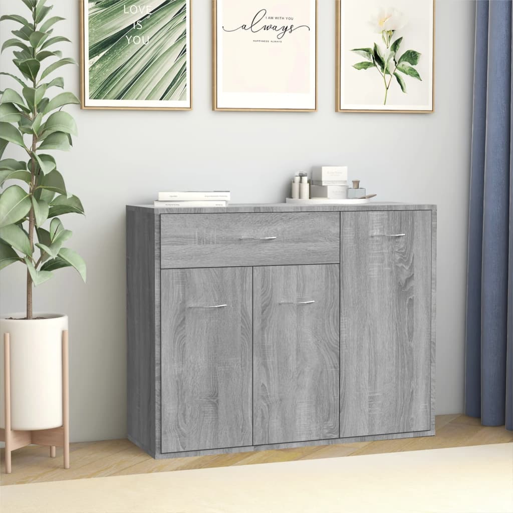 Modern Wooden Sideboard Storage Cabinet Unit With 3 Doors & Drawer Wood