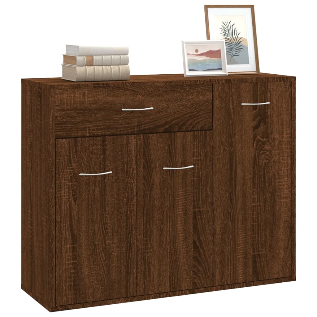 Modern Wooden Sideboard Storage Cabinet Unit With 3 Doors & Drawer Wood