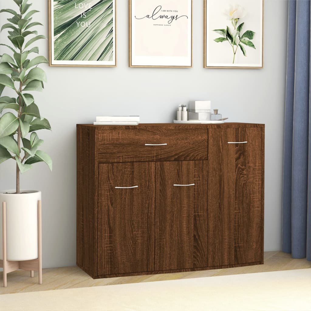 Modern Wooden Sideboard Storage Cabinet Unit With 3 Doors & Drawer Wood