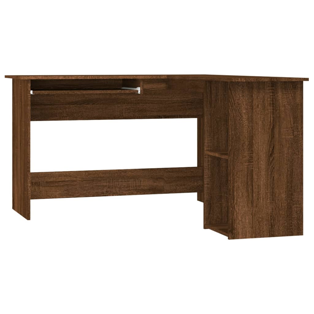 Modern Wooden Home Office L-Shape Corner Computer Desk Table With Open Storage