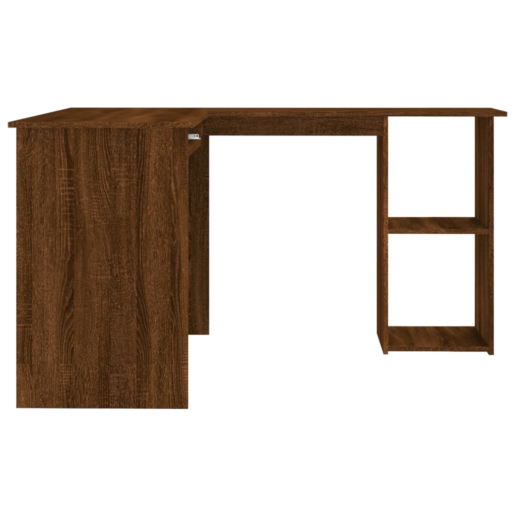Modern Wooden Home Office L-Shape Corner Computer Desk Table With Open Storage