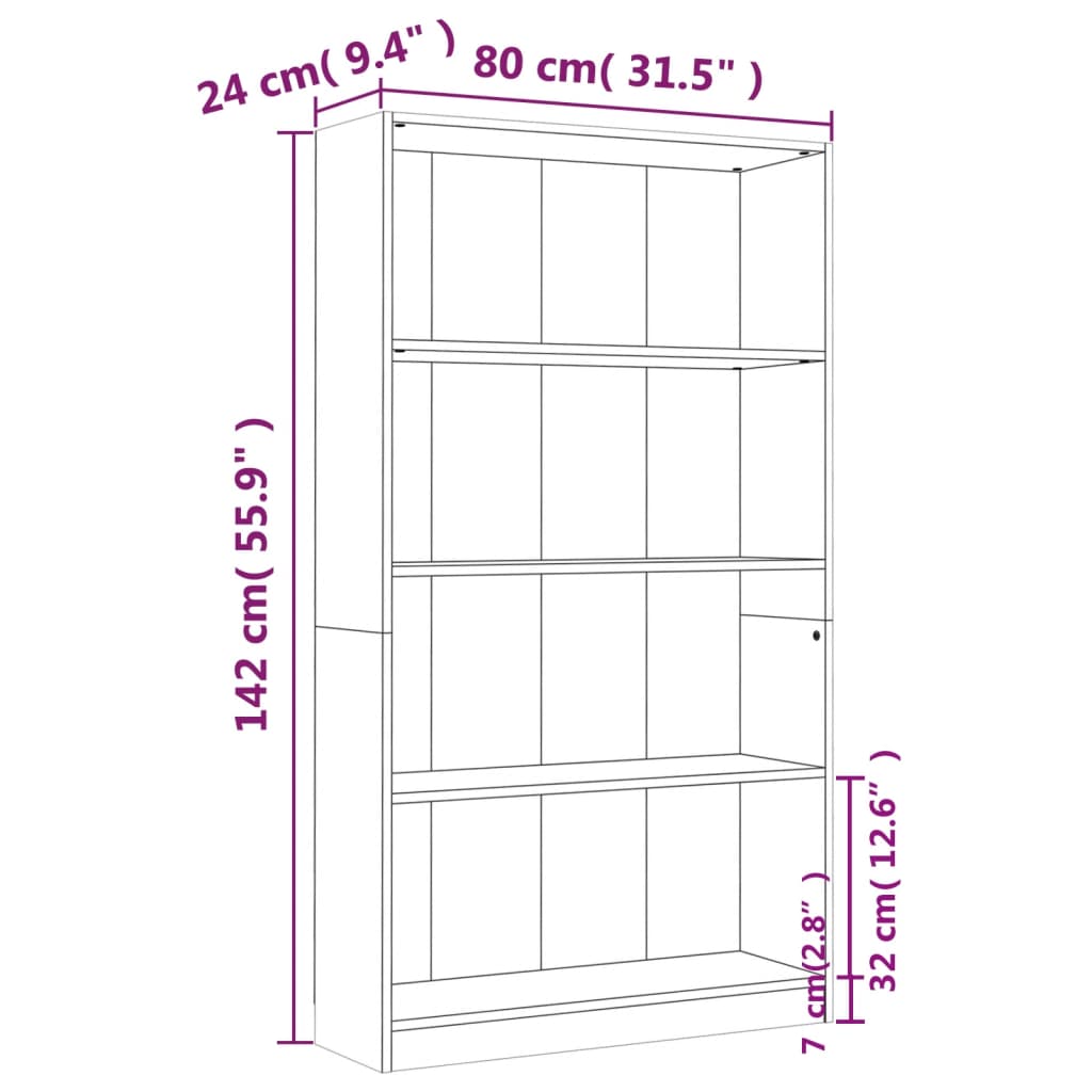 Modern Wooden 4-Tier Open Bookcase Book Storage Cabinet Unit Shelving Wood