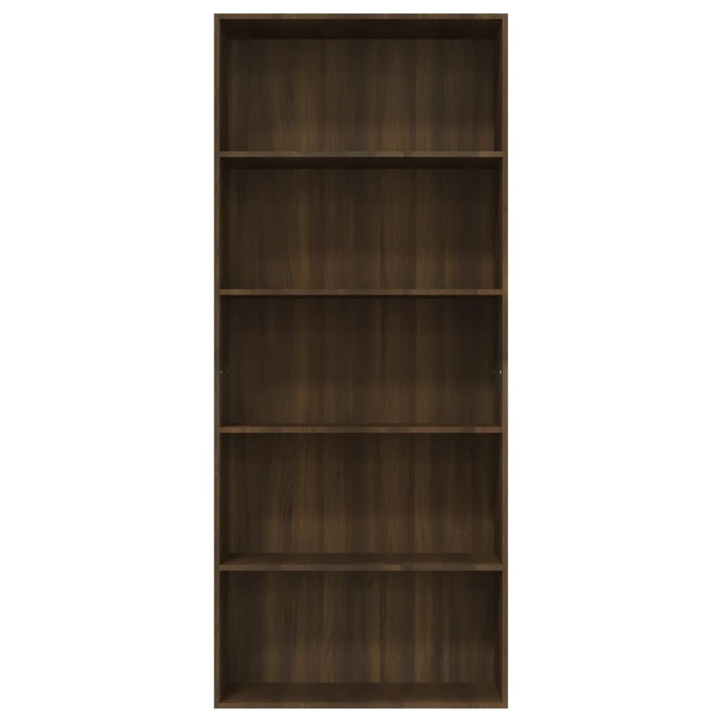 5-Tier Book Cabinet Brown Oak 80x30x189 cm Engineered Wood