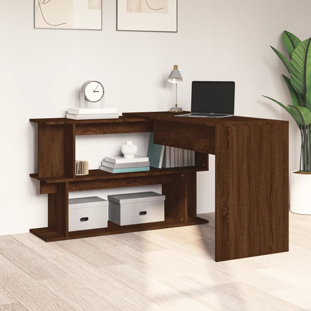 Modern Wooden Rotatable Home Office Corner Computer Desk Table With Storage