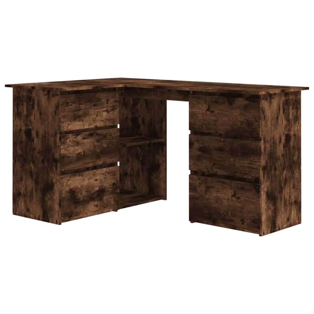 Modern Wooden Home Office L-Shape Corner Computer Desk Table With Drawers