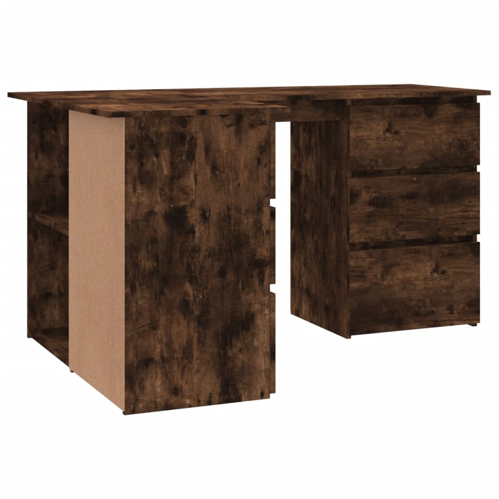 Modern Wooden Home Office L-Shape Corner Computer Desk Table With Drawers