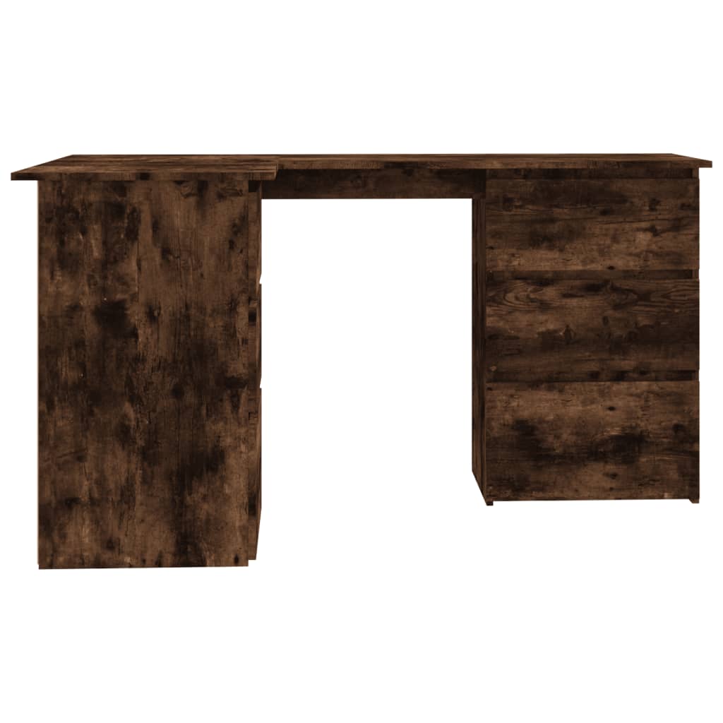 Modern Wooden Home Office L-Shape Corner Computer Desk Table With Drawers