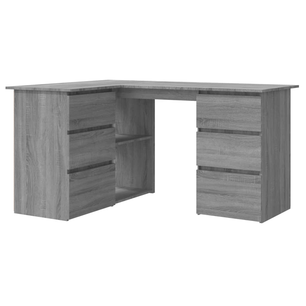 Modern Wooden Home Office L-Shape Corner Computer Desk Table With Drawers