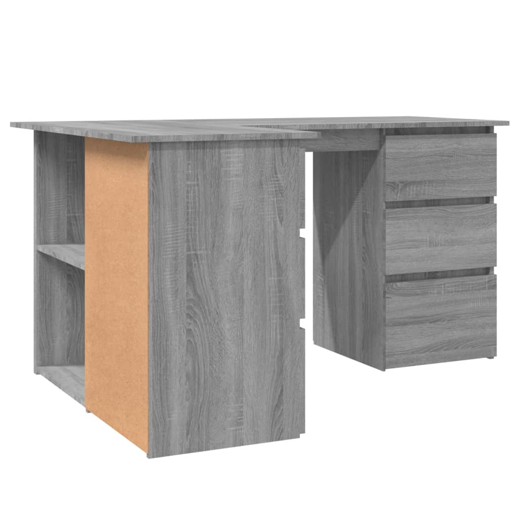 Modern Wooden Home Office L-Shape Corner Computer Desk Table With Drawers