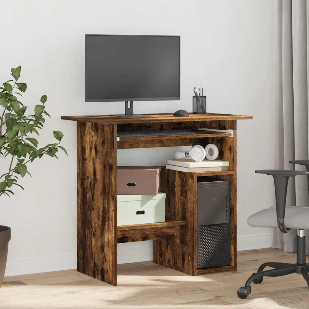 Modern Wooden Home Office Computer Desk Table With Keyboard Tray Storage