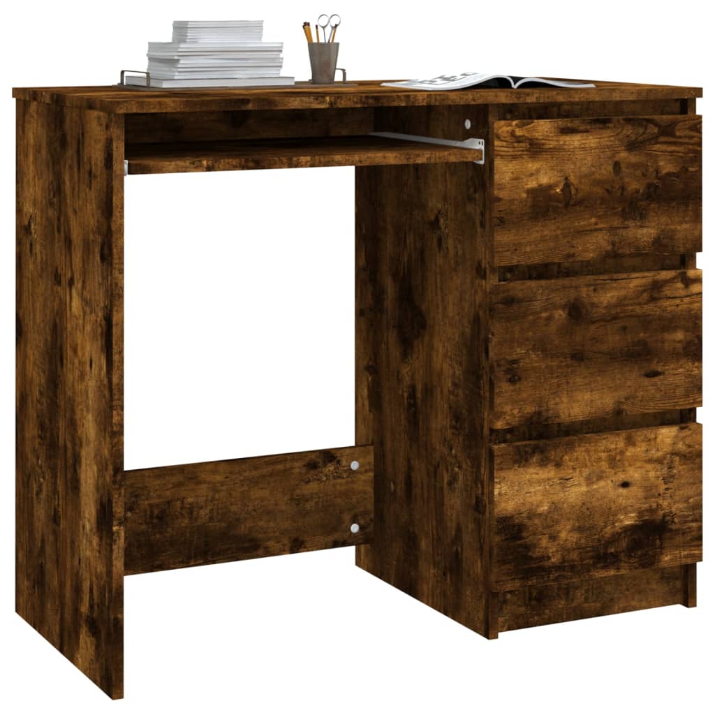 Modern Wooden Home Office Computer Desk Table With 3 Storage Drawers