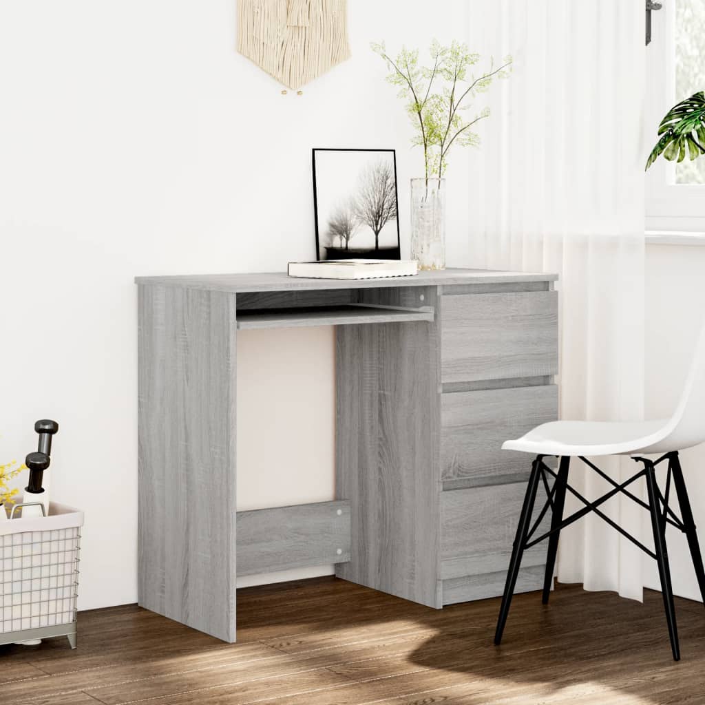 Modern Wooden Home Office Computer Desk Table With 3 Storage Drawers