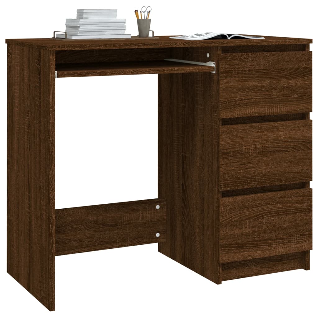 Modern Wooden Home Office Computer Desk Table With 3 Storage Drawers
