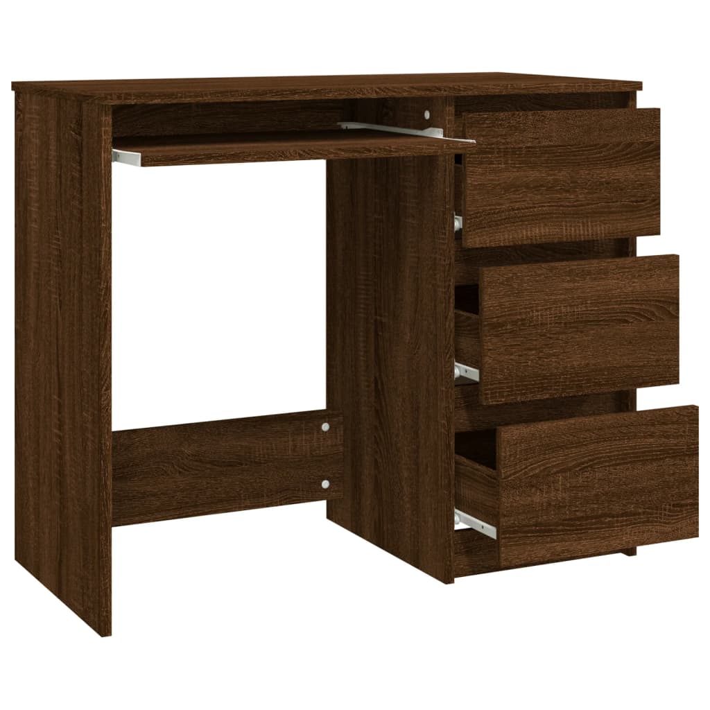 Modern Wooden Home Office Computer Desk Table With 3 Storage Drawers