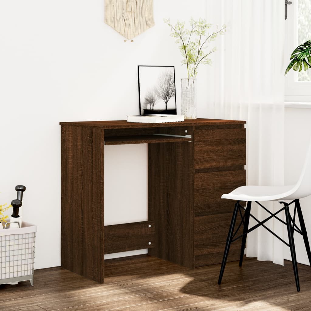 Modern Wooden Home Office Computer Desk Table With 3 Storage Drawers
