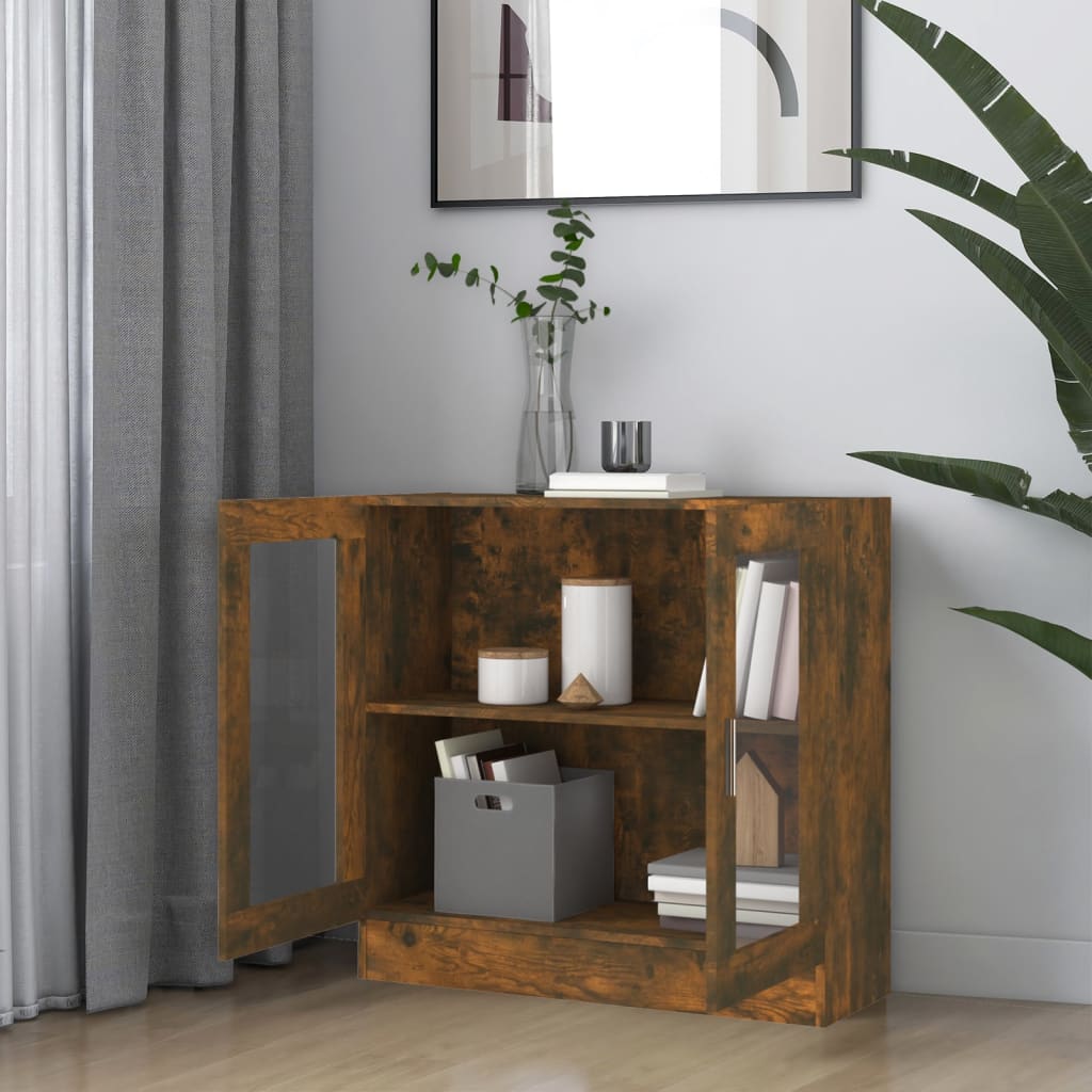 Modern Wooden 2 Glass Doors Vitrine Storage Cabinet Dining Room Unit
