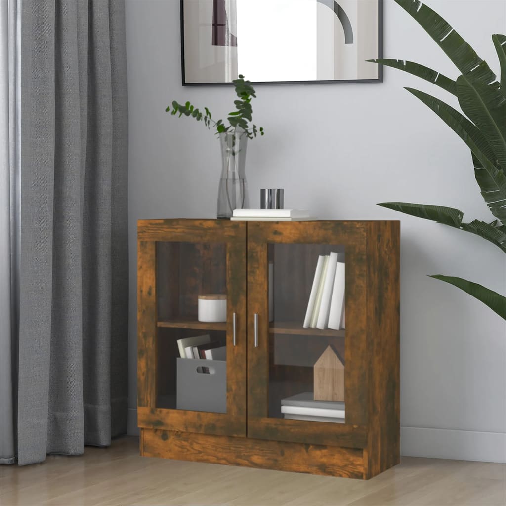 Modern Wooden 2 Glass Doors Vitrine Storage Cabinet Dining Room Unit