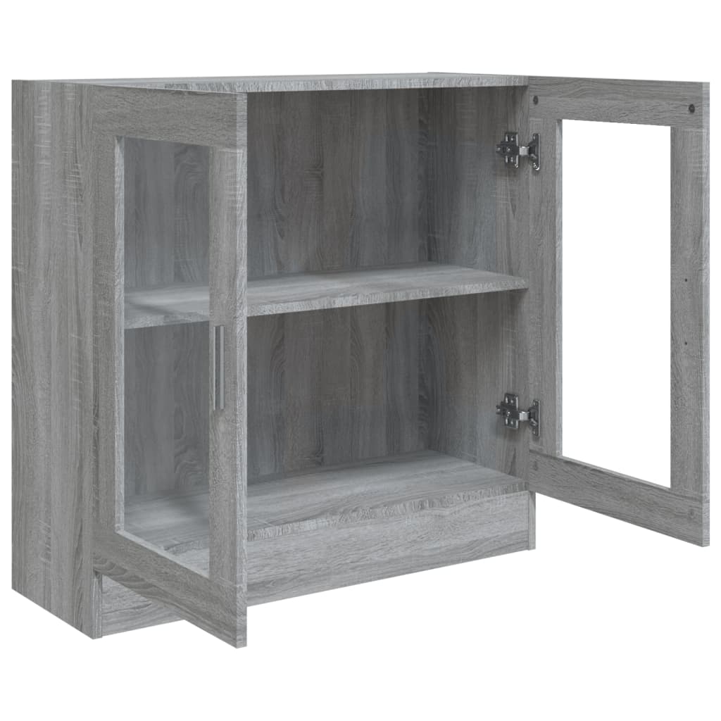 Modern Wooden 2 Glass Doors Vitrine Storage Cabinet Dining Room Unit