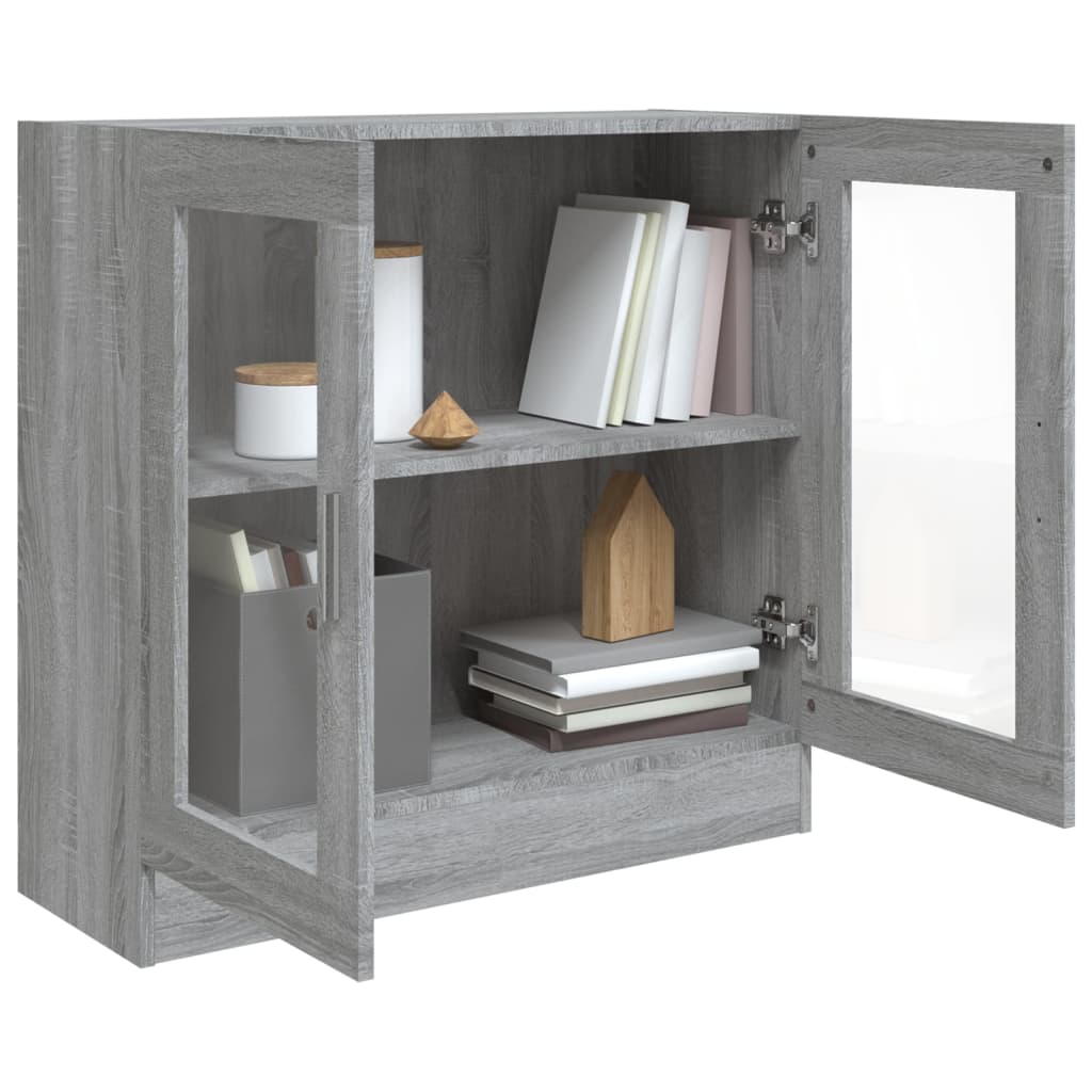 Modern Wooden 2 Glass Doors Vitrine Storage Cabinet Dining Room Unit