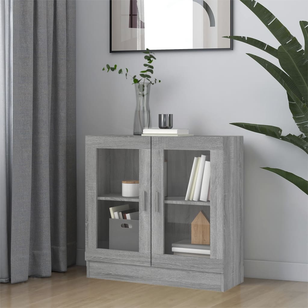 Modern Wooden 2 Glass Doors Vitrine Storage Cabinet Dining Room Unit