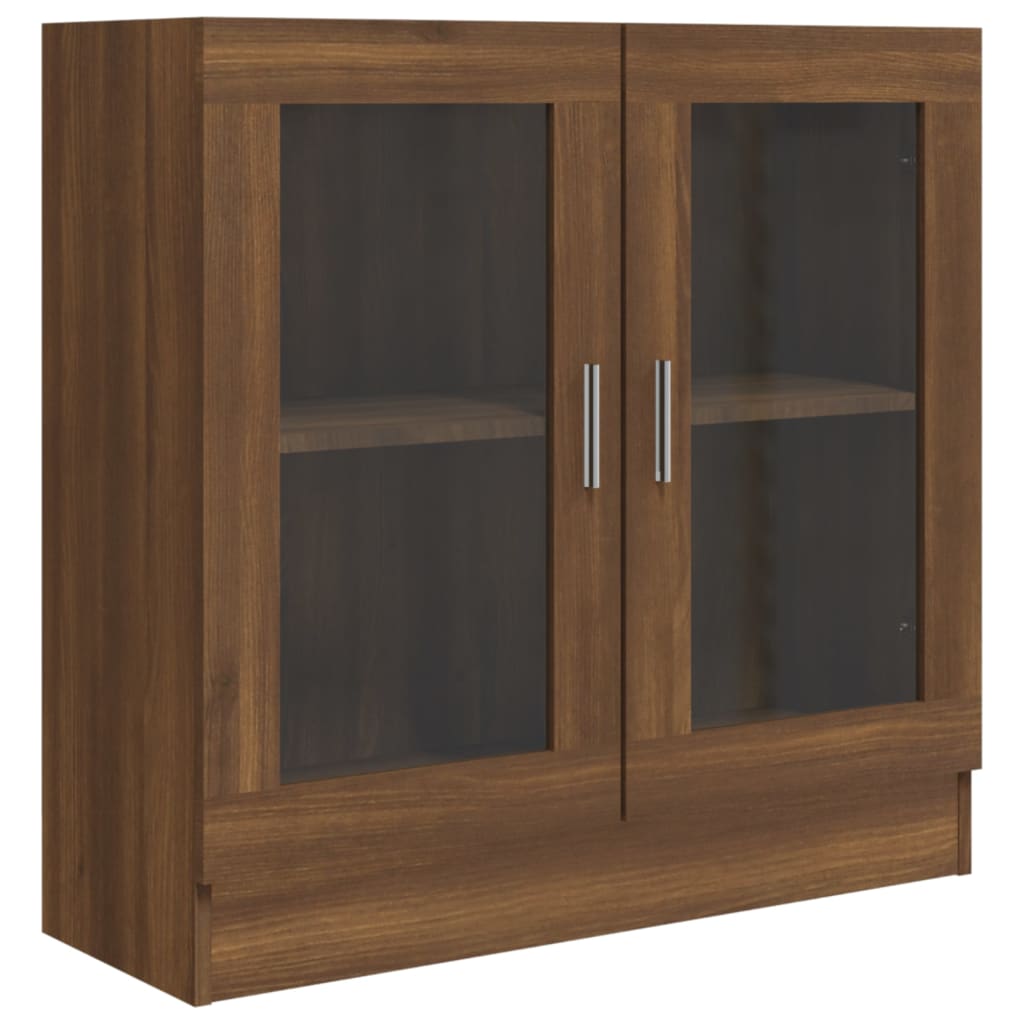 Modern Wooden 2 Glass Doors Vitrine Storage Cabinet Dining Room Unit