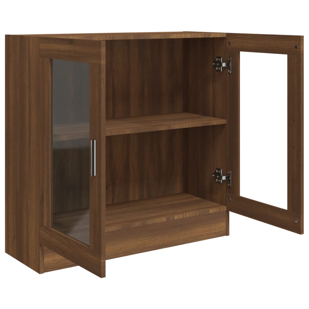 Modern Wooden 2 Glass Doors Vitrine Storage Cabinet Dining Room Unit