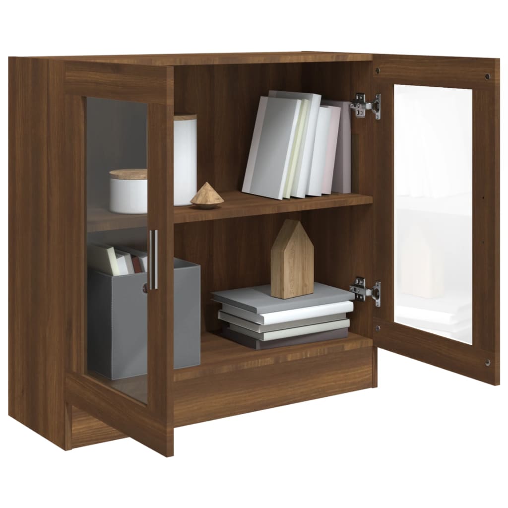 Modern Wooden 2 Glass Doors Vitrine Storage Cabinet Dining Room Unit