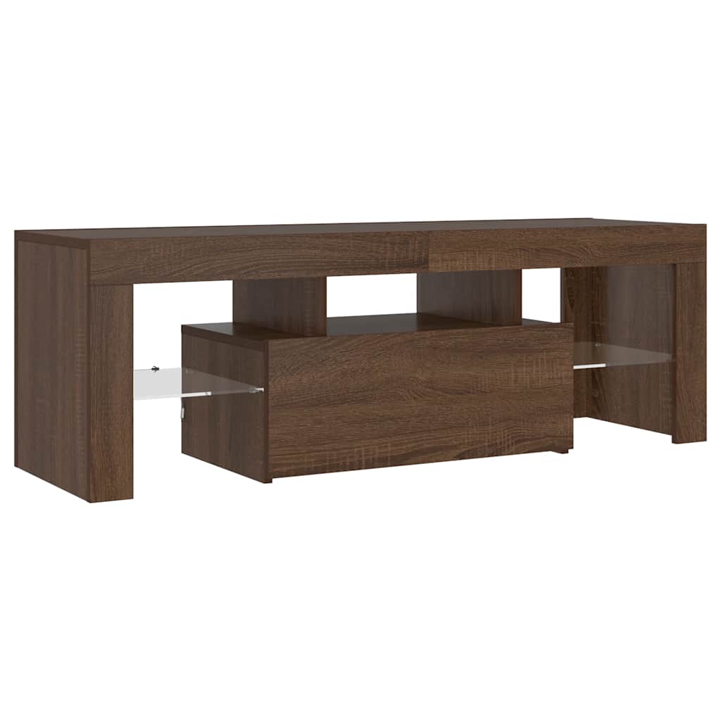 TV Cabinet with LED Lights Brown Oak 120x35x40 cm