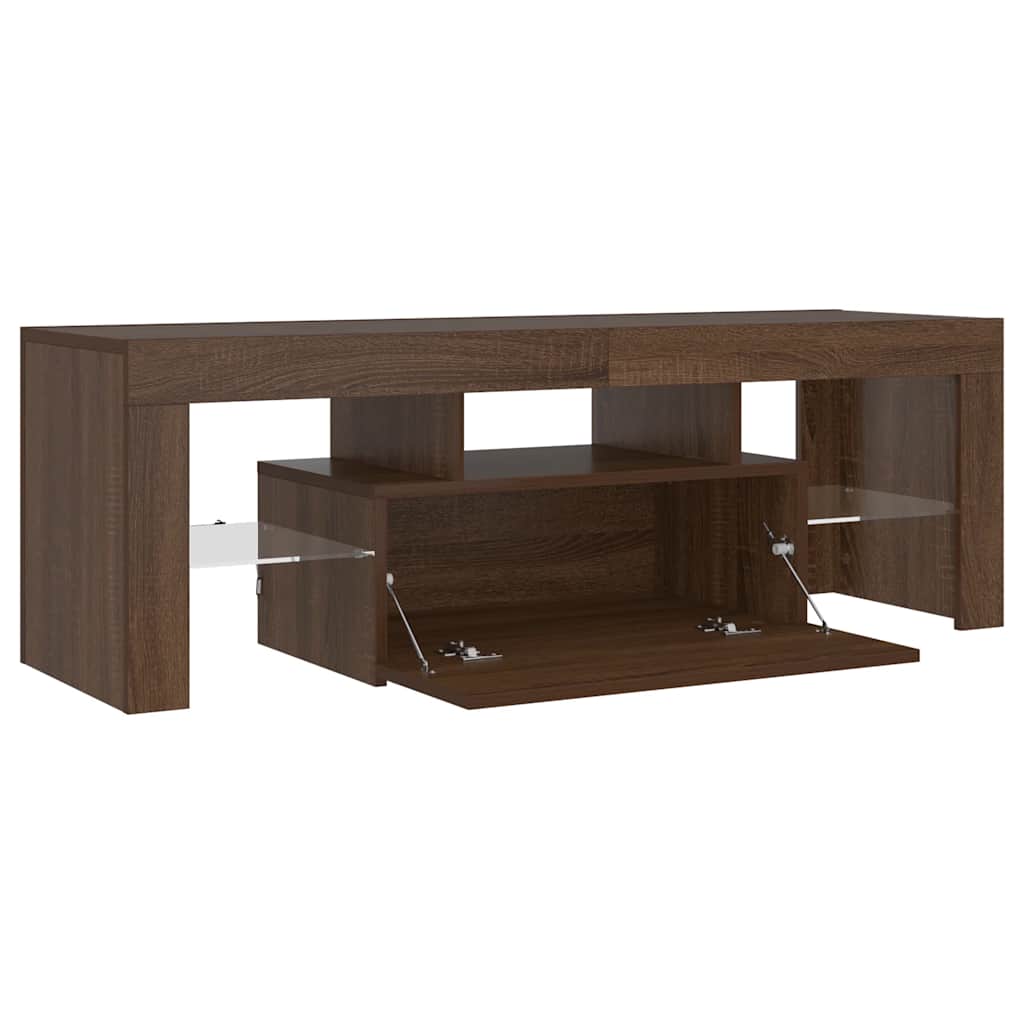 TV Cabinet with LED Lights Brown Oak 120x35x40 cm