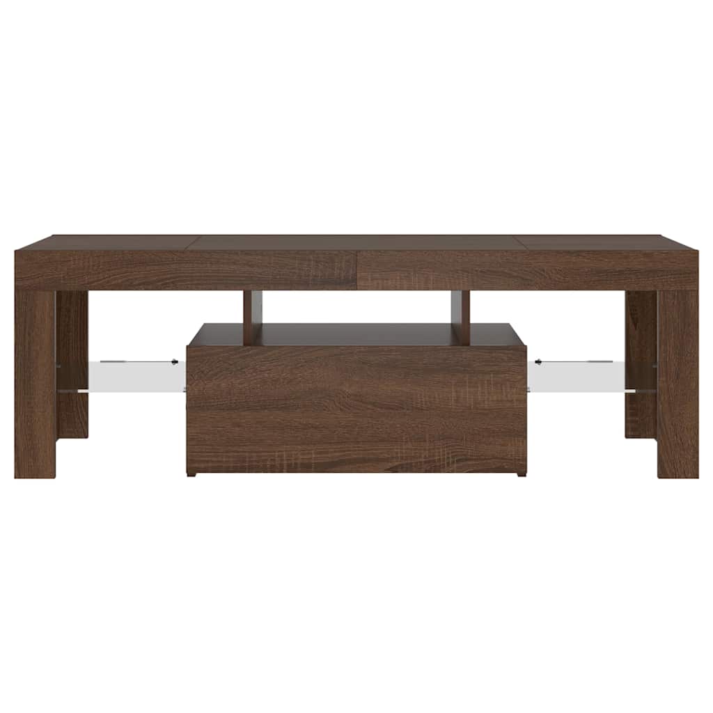 TV Cabinet with LED Lights Brown Oak 120x35x40 cm