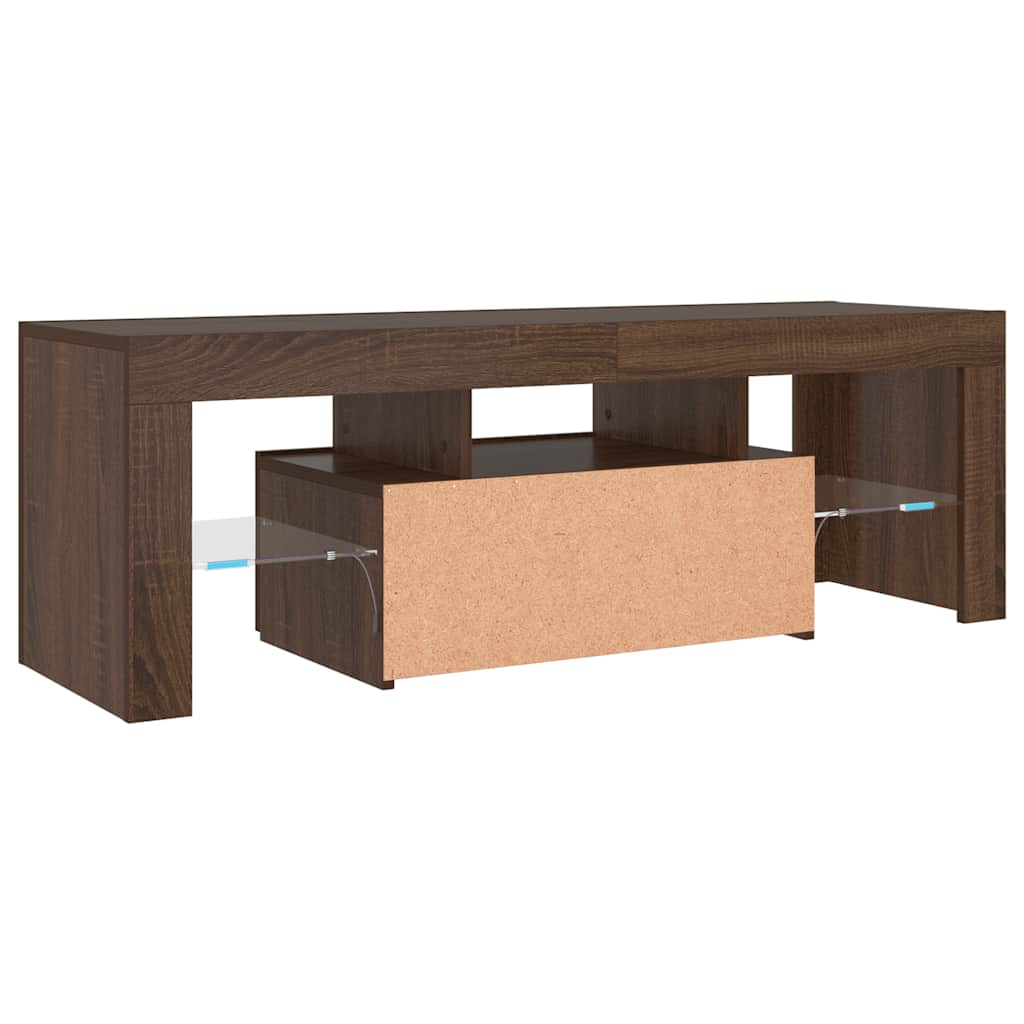 TV Cabinet with LED Lights Brown Oak 120x35x40 cm
