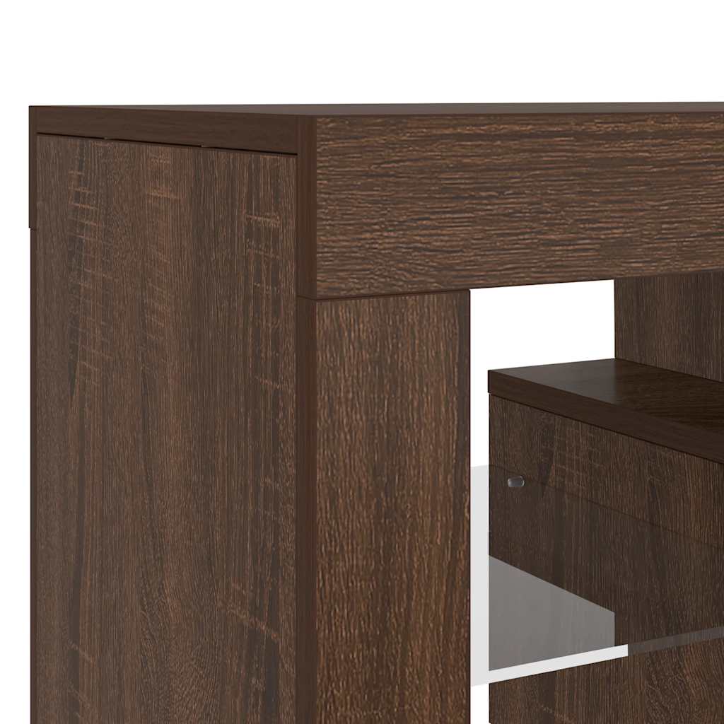 TV Cabinet with LED Lights Brown Oak 120x35x40 cm