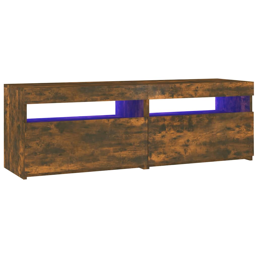Modern Wooden TV Tele Stand Media Unit Cabinet With Storage & LED Lights Wood