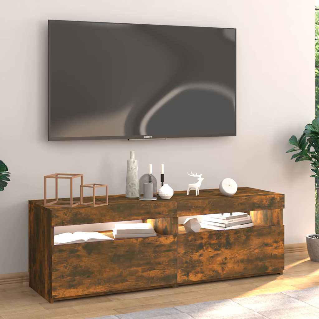 Modern Wooden TV Tele Stand Media Unit Cabinet With Storage & LED Lights Wood