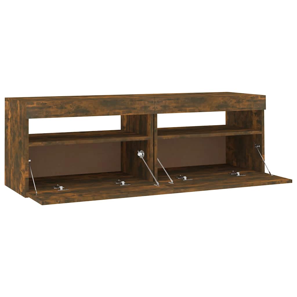 Modern Wooden TV Tele Stand Media Unit Cabinet With Storage & LED Lights Wood