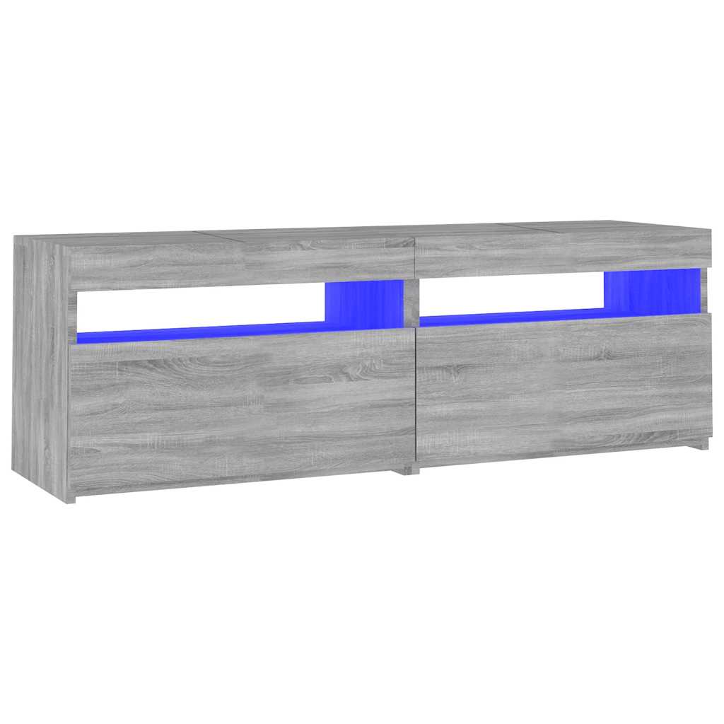 Modern Wooden TV Tele Stand Media Unit Cabinet With Storage & LED Lights Wood