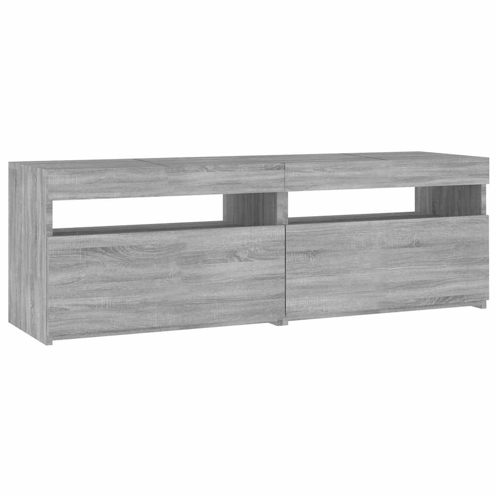 Modern Wooden TV Tele Stand Media Unit Cabinet With Storage & LED Lights Wood