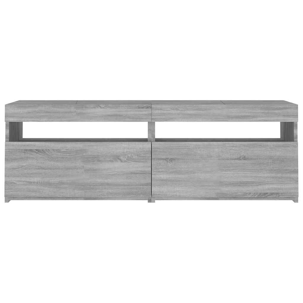 Modern Wooden TV Tele Stand Media Unit Cabinet With Storage & LED Lights Wood