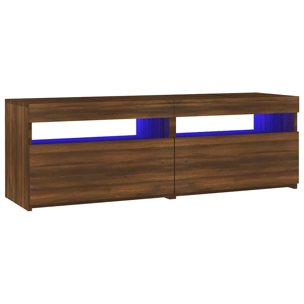 Modern Wooden TV Tele Stand Media Unit Cabinet With Storage & LED Lights Wood
