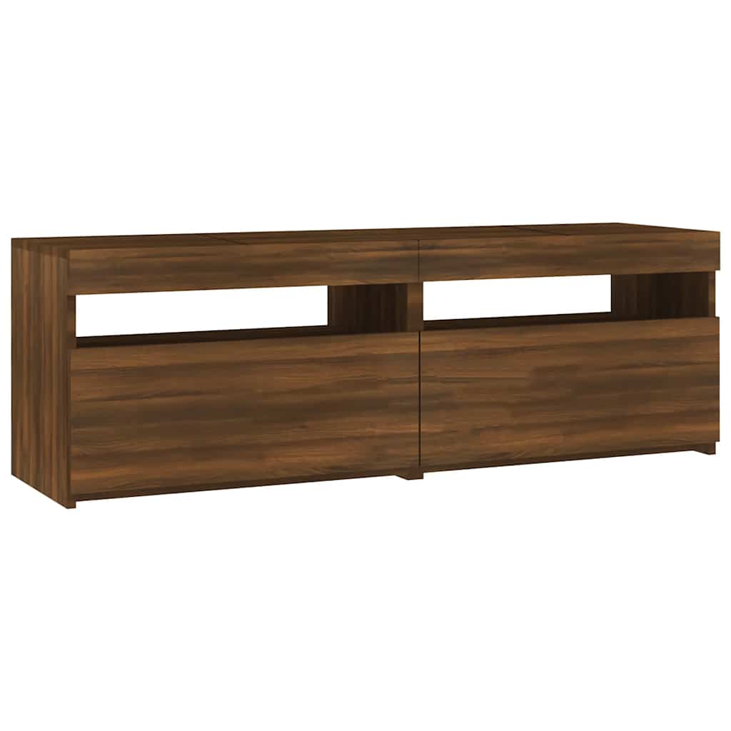 Modern Wooden TV Tele Stand Media Unit Cabinet With Storage & LED Lights Wood