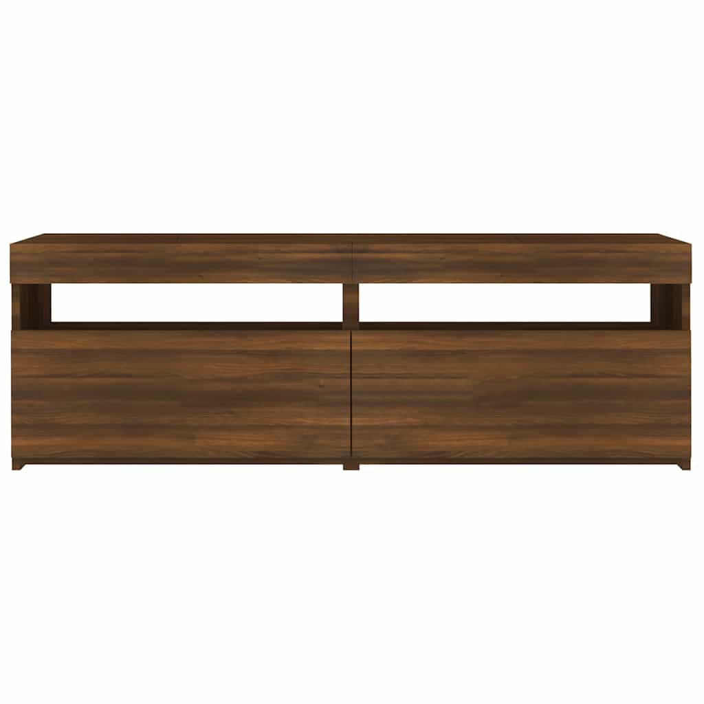 Modern Wooden TV Tele Stand Media Unit Cabinet With Storage & LED Lights Wood