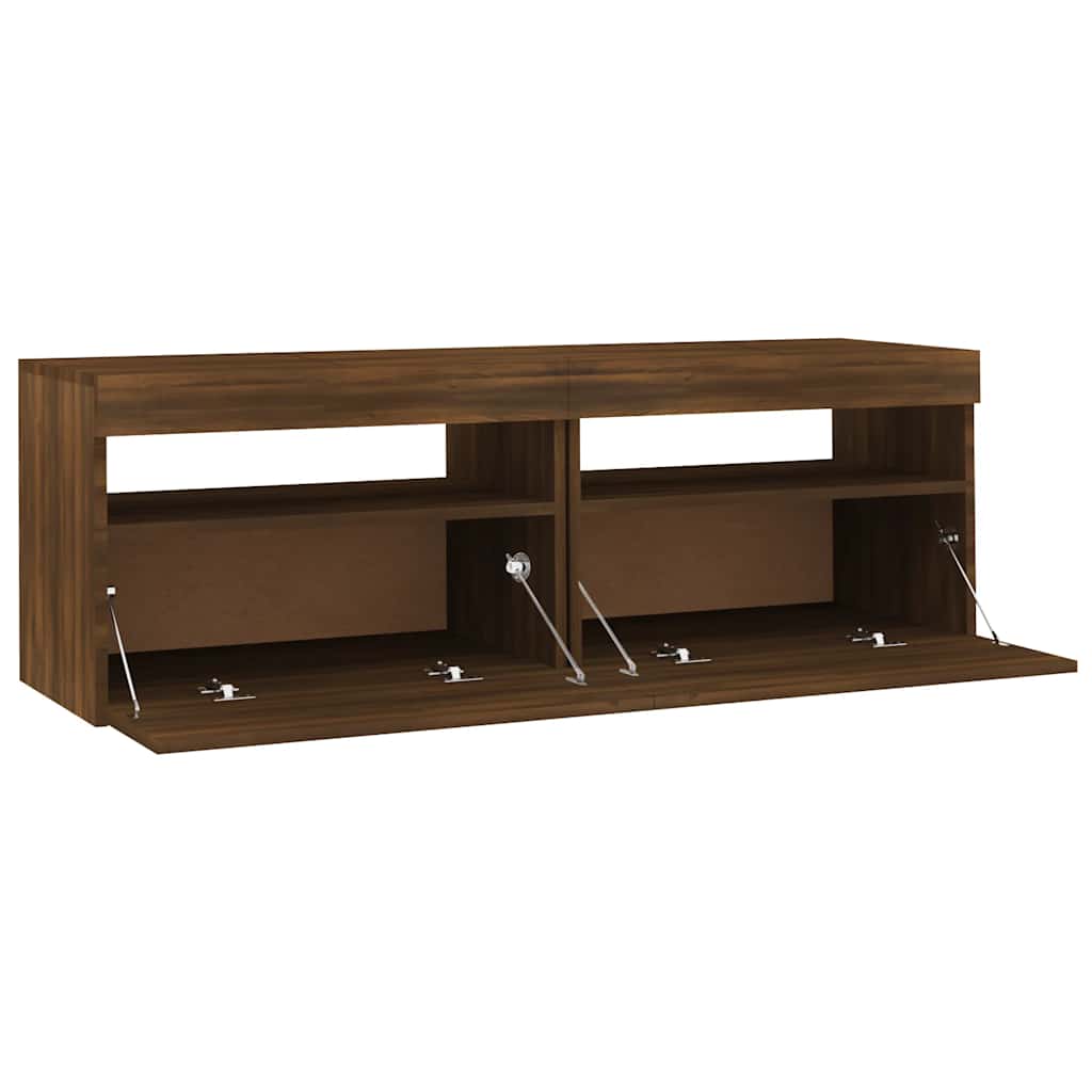 Modern Wooden TV Tele Stand Media Unit Cabinet With Storage & LED Lights Wood